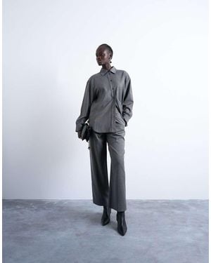 TOPSHOP Pantalones Grises Holgados Con Pinzas De (Parte De Un Conjunto) - Blanco