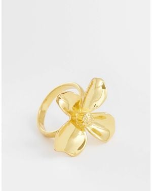 ASOS – 14-karätig vereter ring mit blumen-design - Mettallic