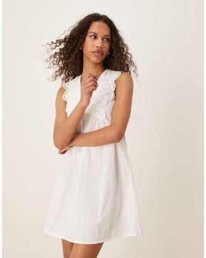 Jdy Open Back Broderie Details Mini Dress - Natural