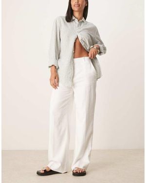 Abercrombie & Fitch Curve High Rise Linen Tailored Trousers - Natural