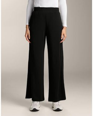 Oysho Straight-Leg Trousers With Buttons And Rib With Soft-Touch Modal - Black