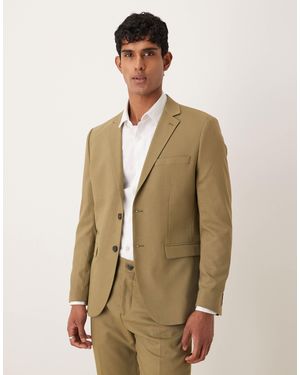 SELECTED Wool Blend Slim Fit Blazer - Natural