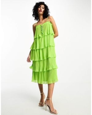 Y.A.S Tiered Cami Midi Dress - Green