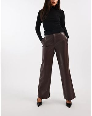 ONLY Wide Leg Faux Leather Trousers - Black