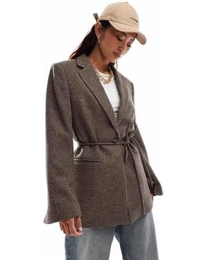 & Other Stories Wool Single Breasted Blazer With Tie Detail - Brown