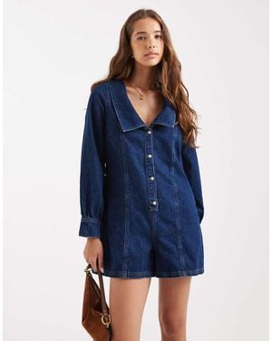 Miss Selfridge Long Sleeve Sailor Playsuit - Blue