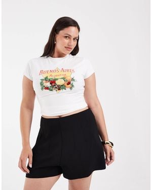 ASOS Curve High Waist Corset Seam Detail Shorts - White