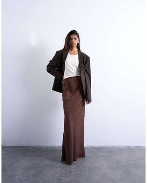 TOPSHOP Super Soft Cupro Bias Midi Dress - Brown
