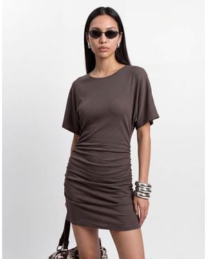 Noisy May Cinch Waist T-shirt Mini Dress - Brown