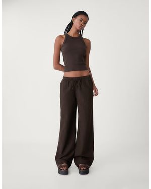 Stradivarius Linen Blend Trouser - White