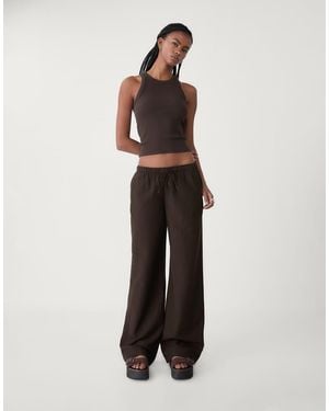 Stradivarius Linen Blend Trouser - White