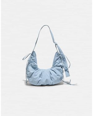Stradivarius Ruched Fabric Crossbody Bag - Blue