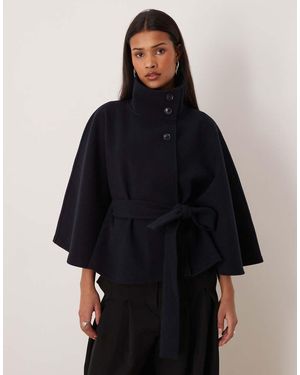 Gina Tricot Funnel Neck Belt Cape Jacket - Black