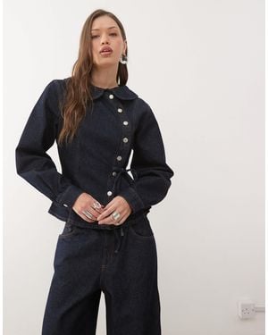 Reclaimed Vintage Denim Asymmetric Jacket With Tie Detail Co-ord - Blue