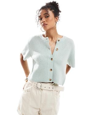 Brave Soul Short Sleeve Cardigan - Blue