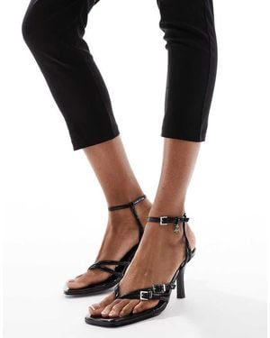 4th & Reckless Buckle And Charm Detail Heeled Sandals - Black