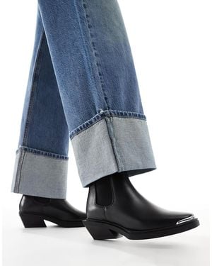 ASOS Aruba Flat Western Boots With Toe Cap Detail in Brown Lyst