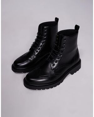 ASOS Brogue Lace Up Boots - Blue