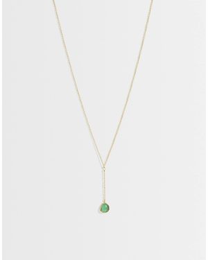 Accessorize Accessize - z - collier chaîne style lasso en plaqué 14 carats avec pierre d'aventurine - Blanc