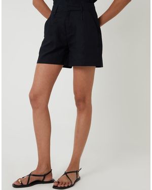 Threadbare Linen Blend Tailored Shorts - Black