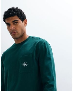 Calvin Klein Monogram Long Sleeve Crew Neck Sweatshirt - Green