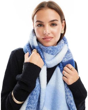 Pieces Bufanda A Cuadros Con Flecos De Tejido Suave De - Azul