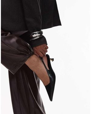 Tony Bianco Crush Kitten Heel Slingback Shoes - Black