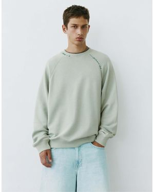 Pull&Bear Sweat-shirt effet délavé à manches raglan - Vert