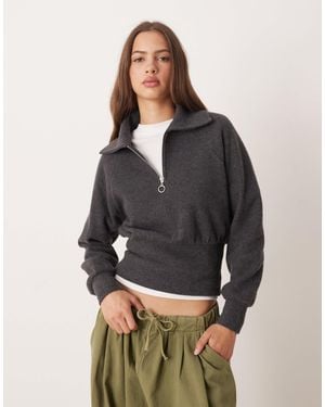 ASOS Super Soft Cinched Zip Through Sweater - Gray