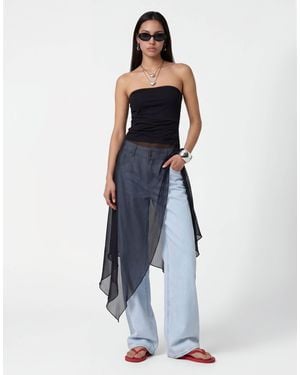 Noisy May Bandeau Top With Asymm Chiffon Overlay - Blue