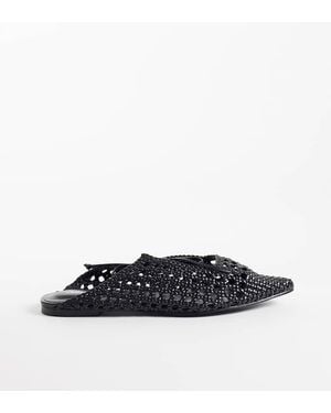 Public Desire Tabitha Woven Pointy Flat Mules - Black
