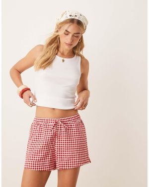 Abercrombie & Fitch Tie Waist Linen Shorts - Pink
