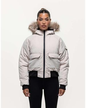 Good For Nothing Padded Parka Jacket With Faux Fur Trim Hood - Natural