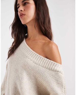 Hollister Knitted Off Shoulder Jumper - Natural