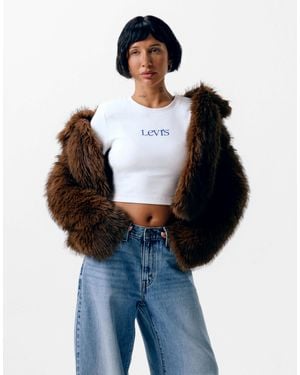 Levi's Veste laney en faux-fur marron - Bleu