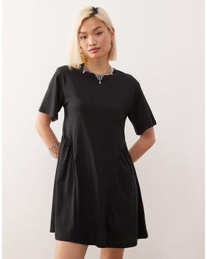 Noisy May Jersey Drop Waist With Full Skirt Mini Dress - Black