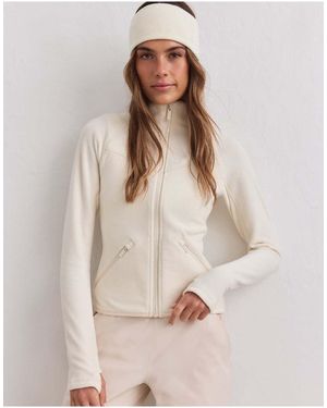 Aim'n Cream Stretch Fleece Zip Jacket - Natural