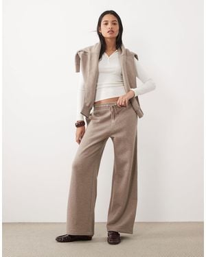 Abercrombie & Fitch Co-Ord High Rise Wide Leg Jogging Bottoms - Natural
