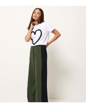 PixieGirl Petite Side Panel Wide Leg Trousers - Green