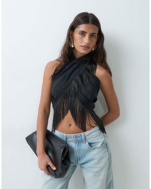 ASOS Satin Multiway Scarf Top - Blue