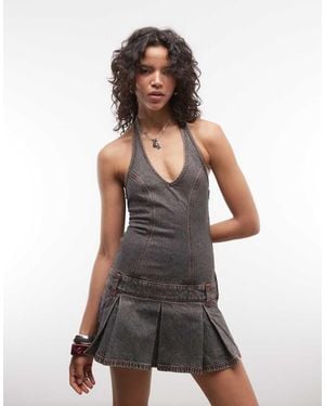 Collusion Halter Neck Dress - Grey