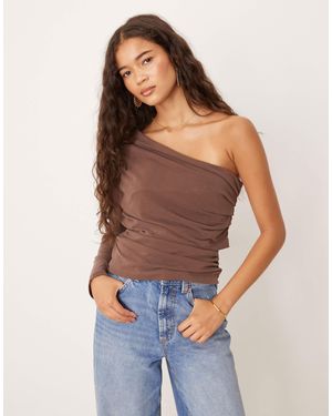 ASOS Top asymétrique drapé - marron - Bleu