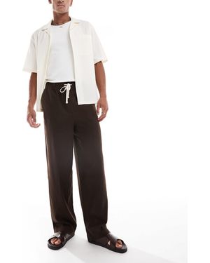 Threadbare Pantalon en lin avec cordons - Blanc