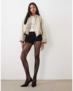 ASOS Medias Negras De Encaje Floral De - Blanco