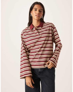 Aware Long Sleeve Polo Top - Red