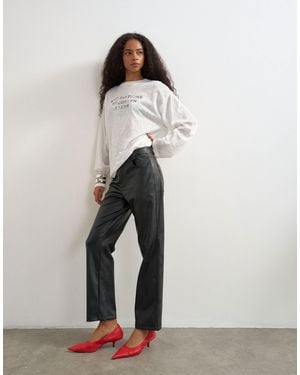 TOPSHOP Faux Leather Straight Leg Pants - Black