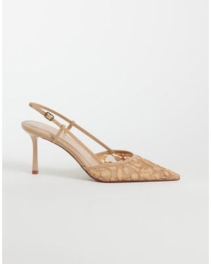 Mango Kanten Slingback Met Hak - Wit