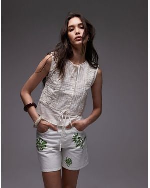 TOPSHOP Cross Hatch Sleeveless Top - White