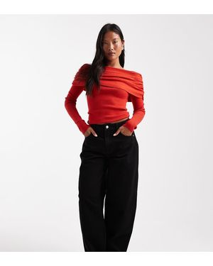 Miss Selfridge Jeans Bombati Neri - Rosso