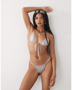 Lioness Rio Tie Front Detail Metallic Bikini Top